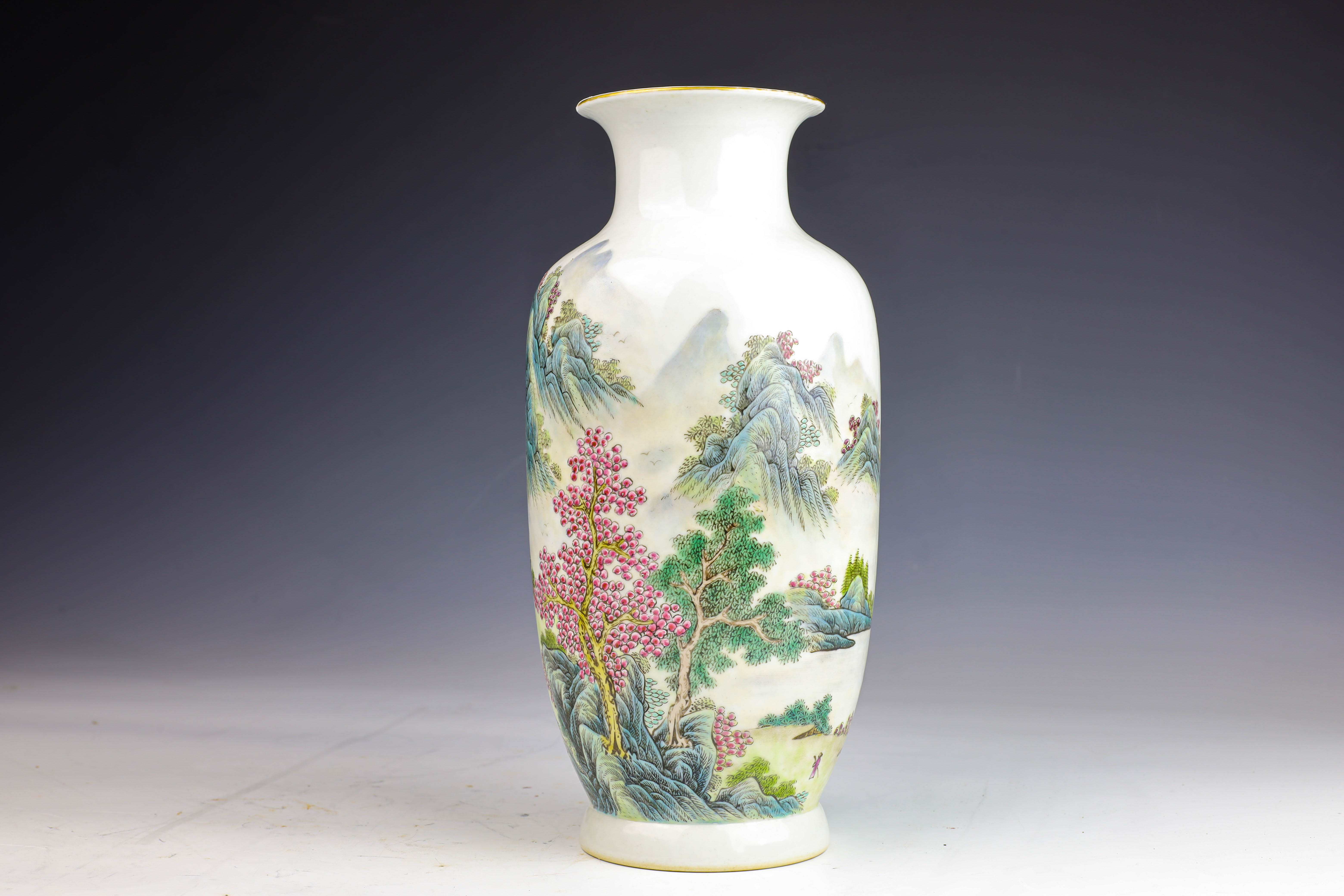 Famille Rose Landscape Vase