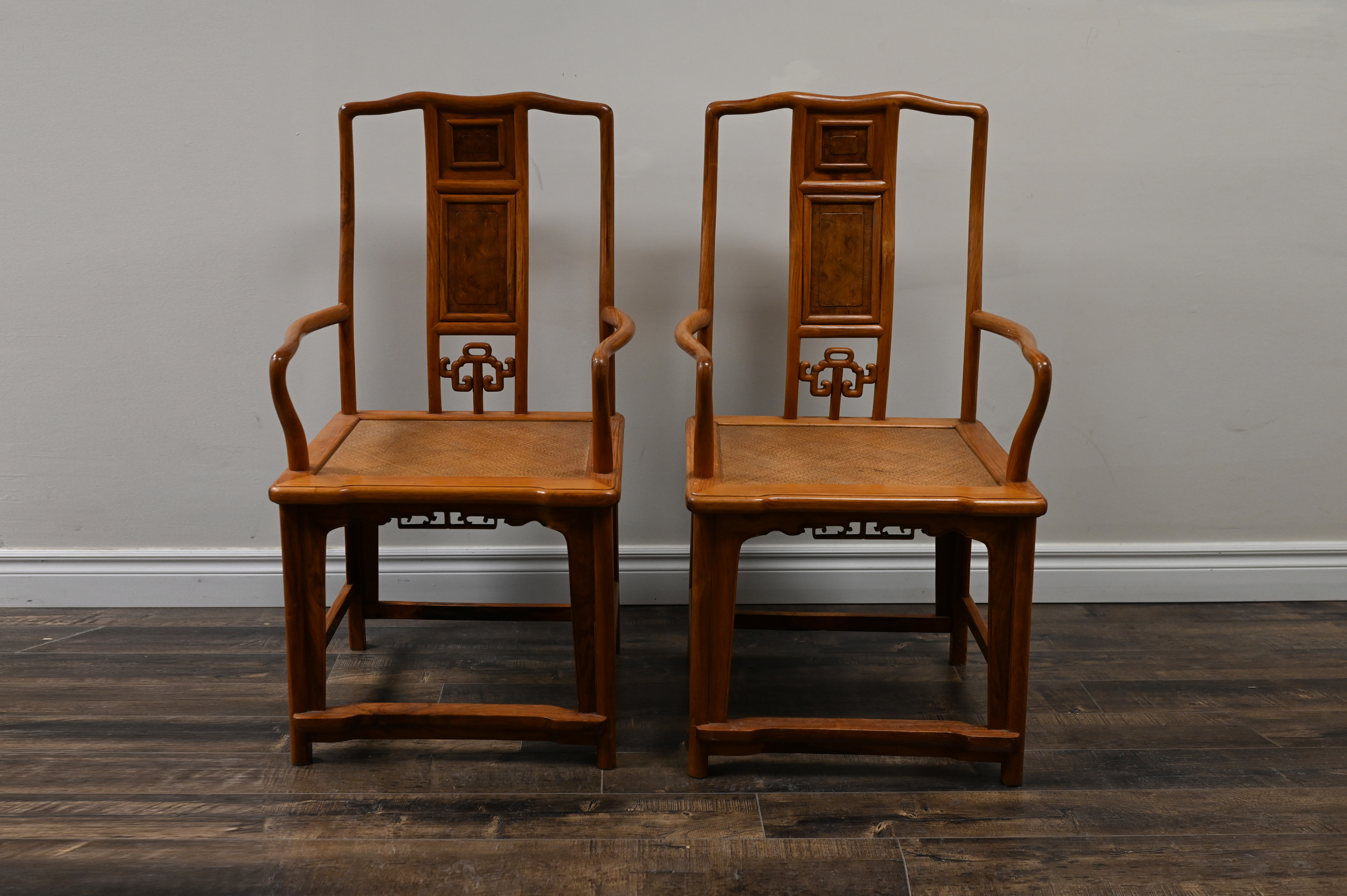 A pair of Huanghuali official hat chairs