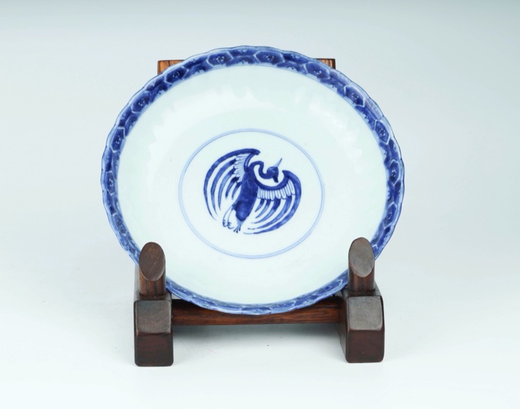 Blue White Dragon and Phoenix Dish, Chenghua Mark, 18th Century