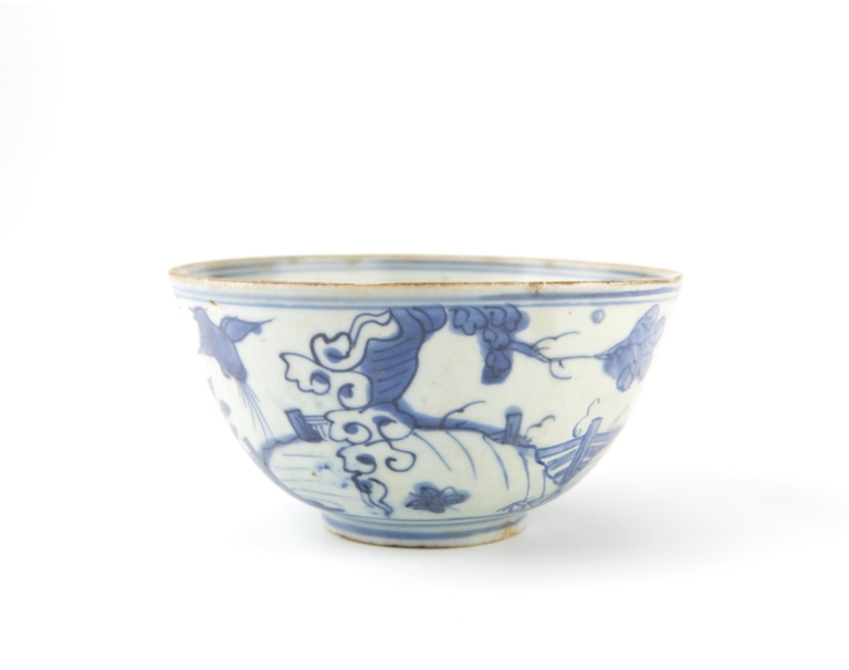 Blue White Deer Bowl, Ming Dynasty, Wanli Period, ca 1600