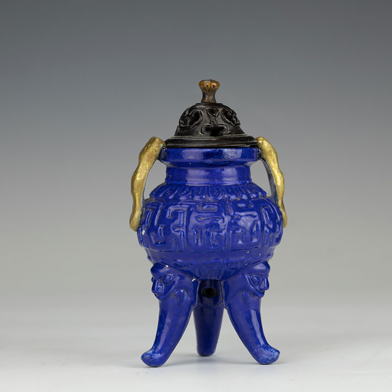 Sacrificial Blue Glazed Miniature Censer