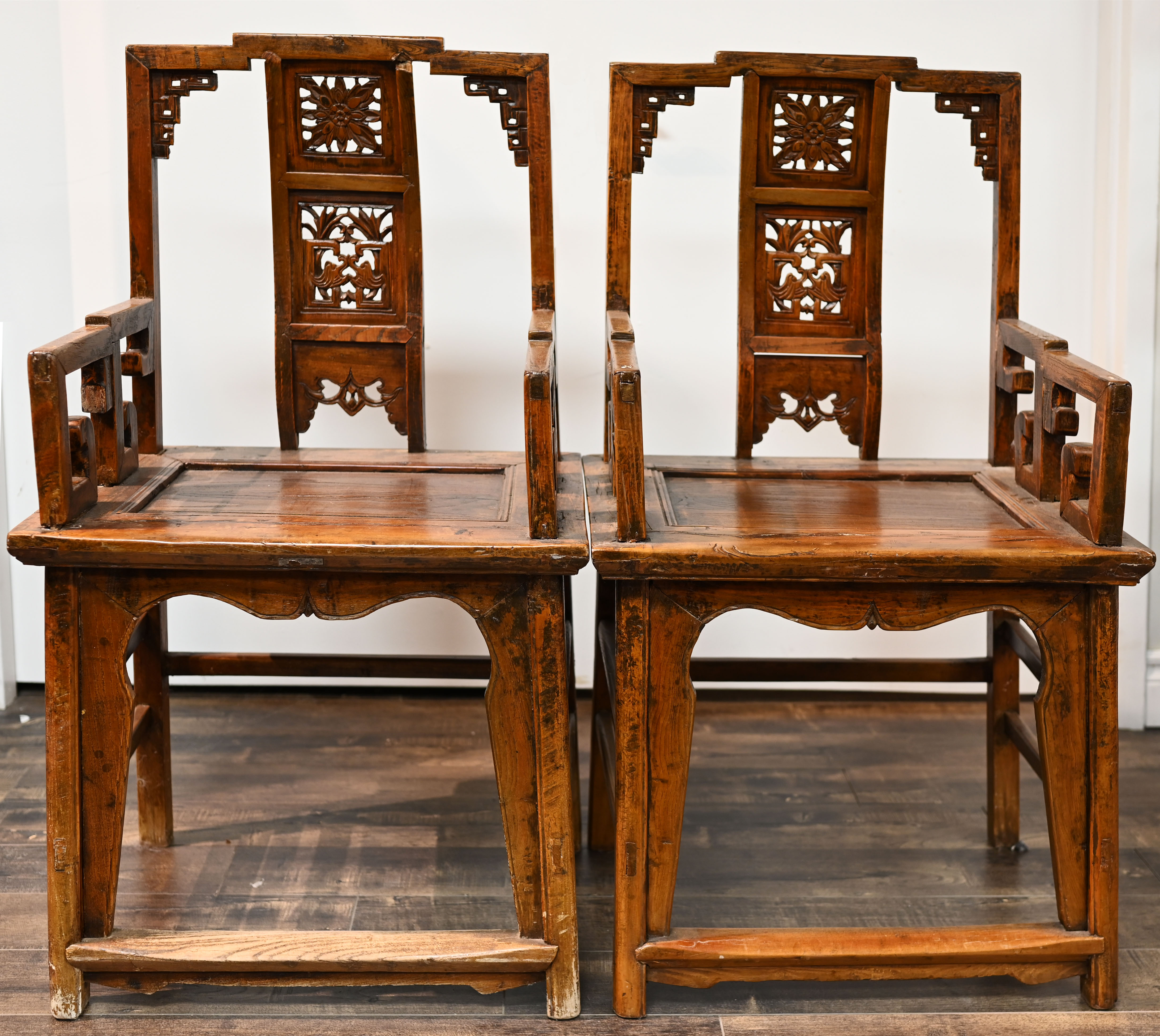 Pair of Hardwood Carved Chairs