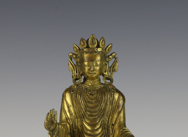 Gilt Copper Alloy Figure of Crowned Udayana Buddha - Arnauds Gallery