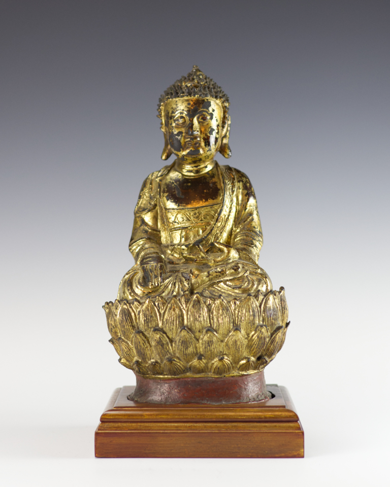 Lacquer Gilt Bronze Image of Buddha